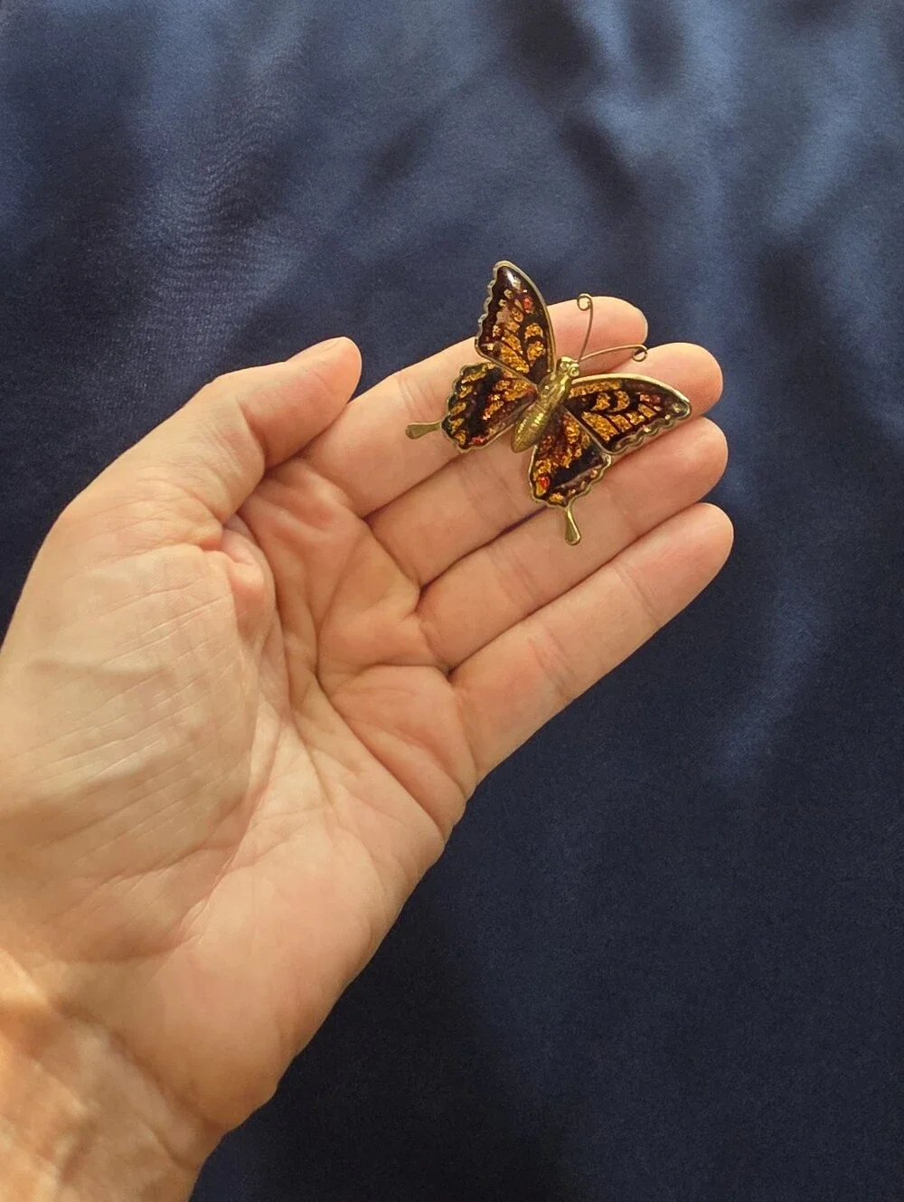 1970s Interpur Gold Tone Glittery Butterfly Pin Brooch